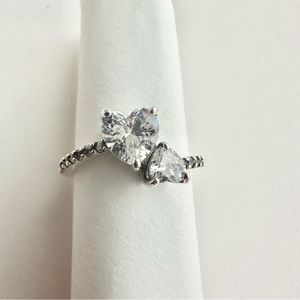 Double Heart Solitaire Ring